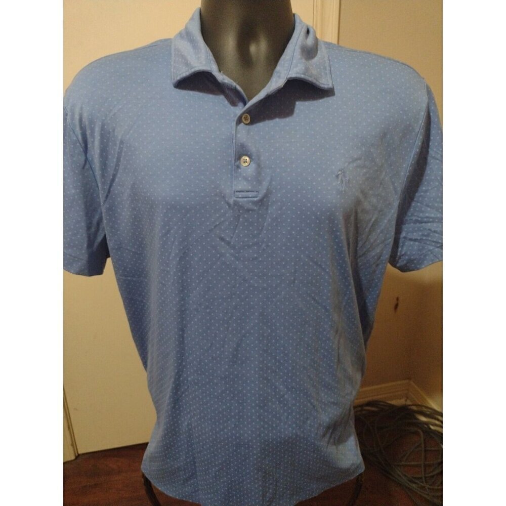 Polo Ralph Lauren Custom Slim Fit Mens XL Blue Polka Dot Short Sleeve Polo Shirt